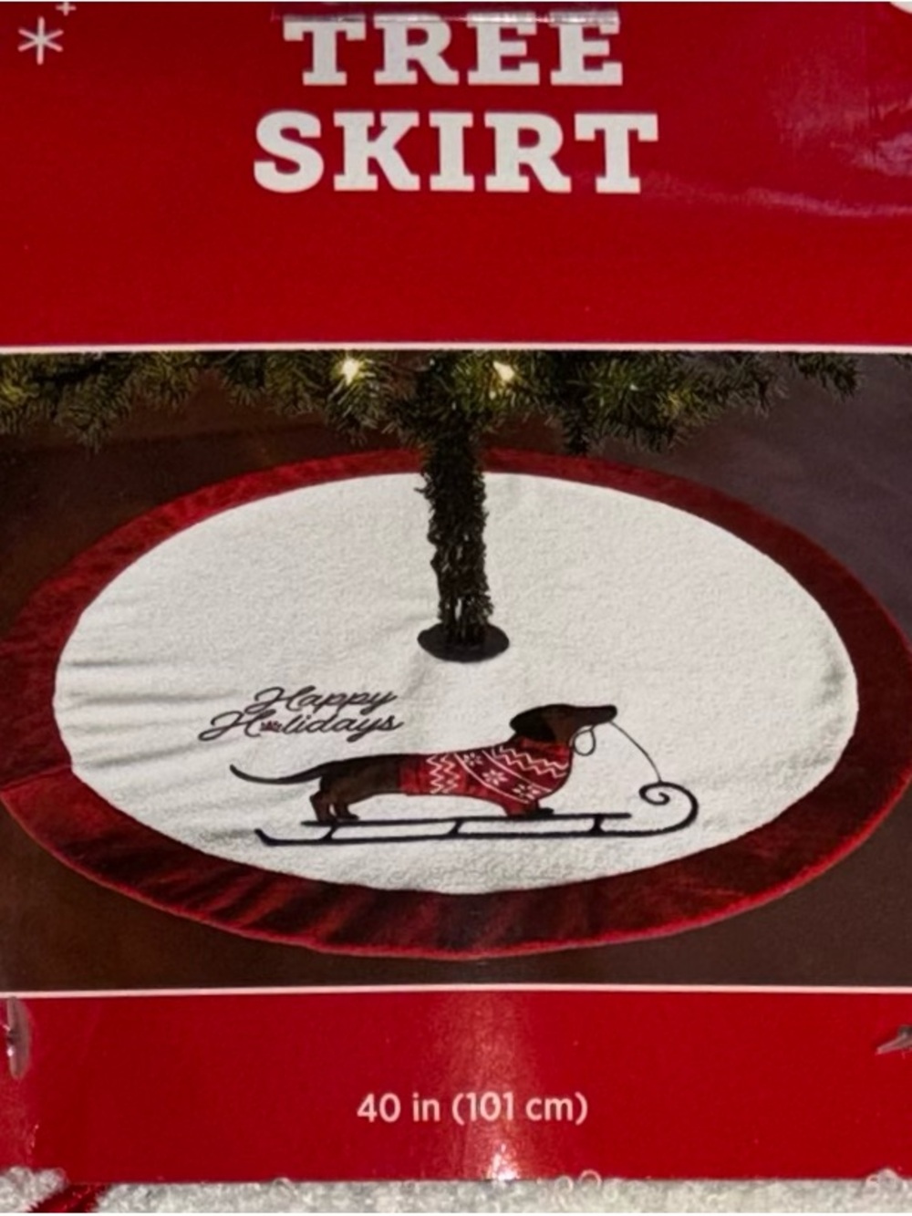 NWT Holiday Style Dachshund Wiener Dog Christmas Tree Skirt 40"